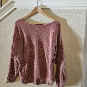 FOREVER 21 CONTEMPORARY Mauve Chenille Boatneck Sweater Size Medium